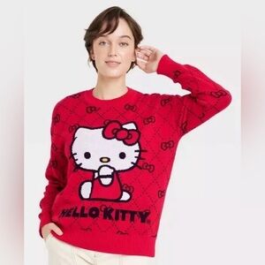 Hello Kitty Women's Red Crew Neck Sweater